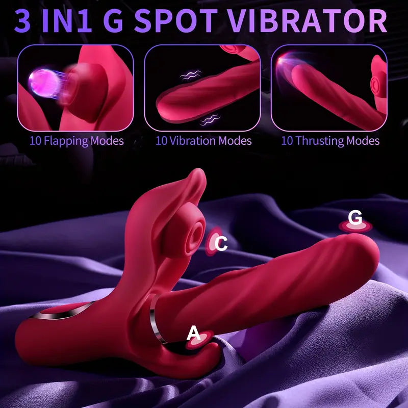 Vibrador de Conejito 3 en 1 - Estimulador